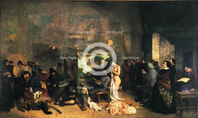  'The Artist's Studio', 1855, oil Painting by Gustave Courbet.