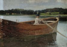 The Artist's Sister Berta in a Rowing Boat, study, 1879. Creator: Albert Edelfelt