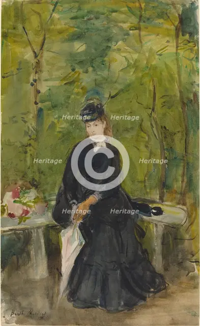 The Artist's Sister Edma Seated in a Park, 1864. Creator: Berthe Morisot.