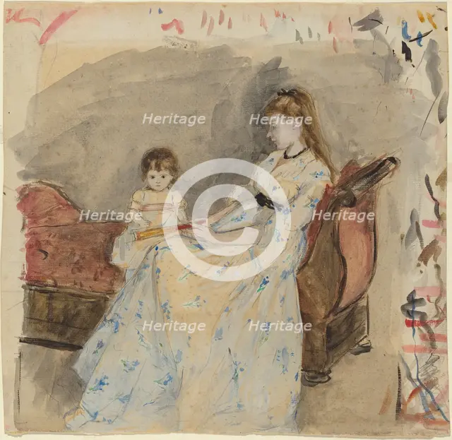 The Artist's Sister, Edma, with Her Daughter, Jeanne, 1872. Creator: Berthe Morisot.