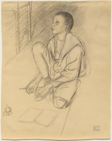 The Artist's Son Wolf Crouching on the Floor, 1900. Creator: Leopold Kalckreuth