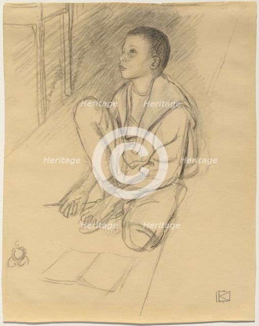 The Artist's Son Wolf Crouching on the Floor, 1900. Creator: Leopold Kalckreuth.