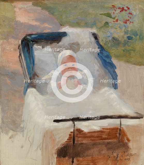 The Artist's Son Erik in a Pram; The Artist´s Son Erik in his Perambulator, 1889. Creator: Albert Edelfelt.