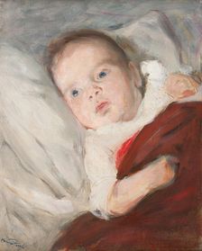 The Artist’s son Göran, 3 months, discovers the candle flame for the first time, 1891. Creator: Hanna Pauli