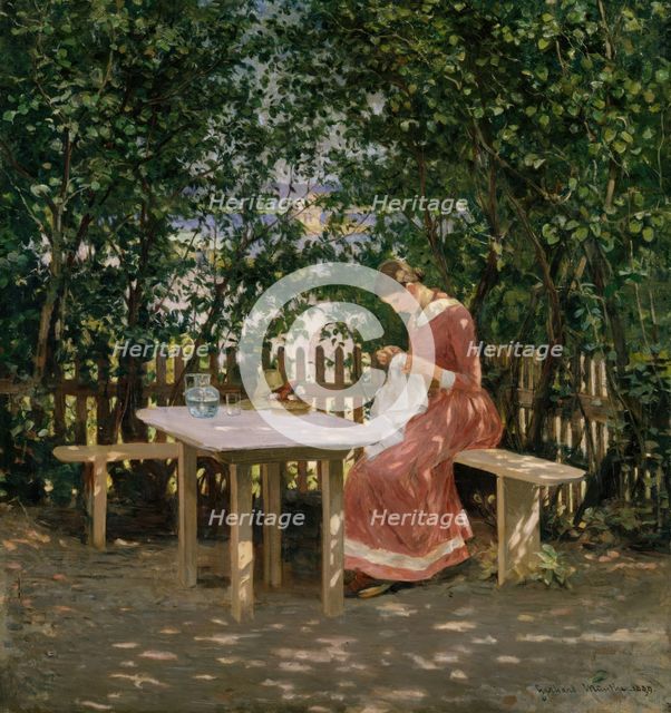 The Artist's Wife in the Arbour, 1889. Creator: Gerhard Munthe.