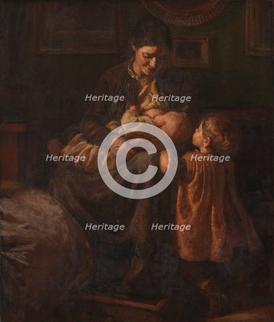 The artist's wife with two children, 1890. Creator: Joakim Skovgaard.