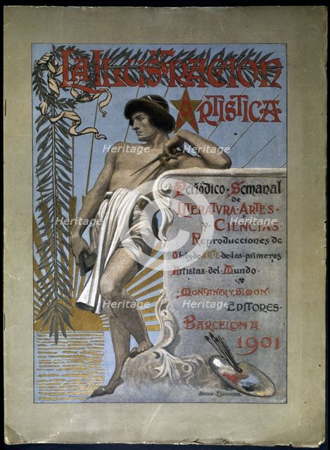 The Artistic Illustration, cover of the art magazine in its special issue XX anniversary, 1-1-1901. Creator: LLIMONA I BRUGUERA, Joan (1860 - 1926).
