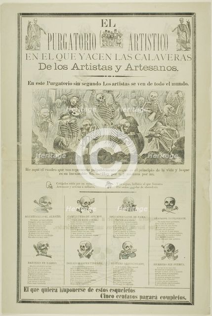 The Artistic Purgatory, Wherein Sprawl the Calaveras of Artists and Artisans, n.d. Creator: José Guadalupe Posada.