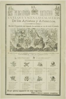 The Artistic Purgatory, Wherein Sprawl the Calaveras of Artists and Artisans, n.d. Creator: José Guadalupe Posada