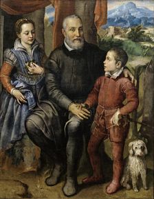 The Artist's Father Amilcare Anguissola and her siblings Minerva and Asdrubale, ca 1559. Creator: Anguissola, Sofonisba (ca. 1532-1625)
