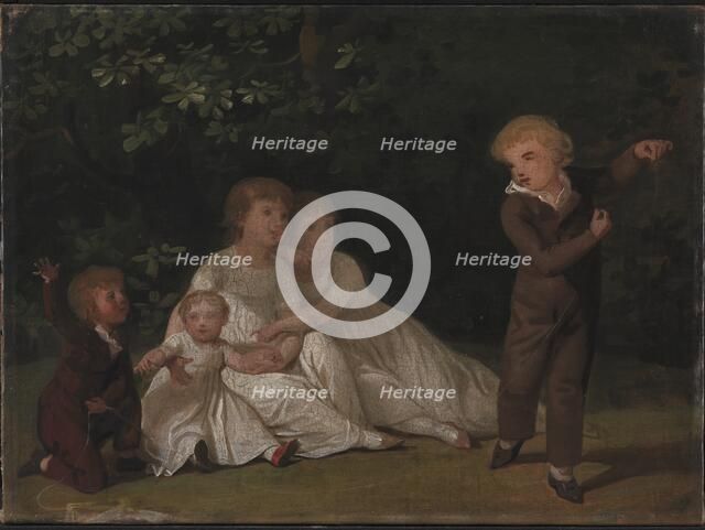The Artist's Five Children in a garden. Study, 1801. Creator: Jens Juel.