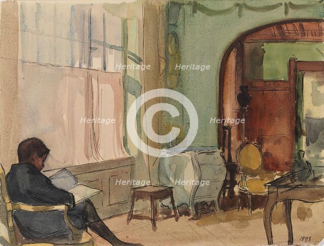 The Artist's Son Erik Edelfelt at Home Reading, 1898. Creator: Albert Edelfelt.