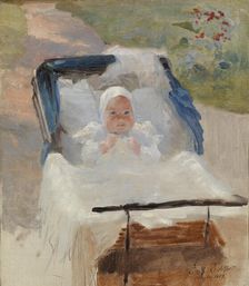 The Artist's Son Erik in a Pram; The Artist´s Son Erik in his Perambulator, 1889. Creator: Albert Edelfelt