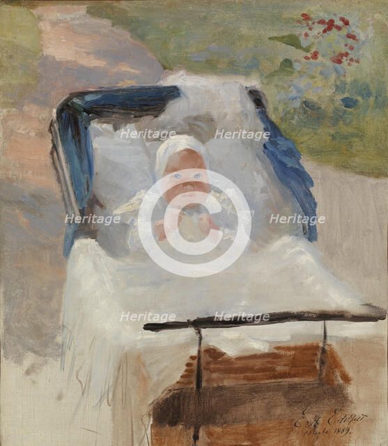 The Artist's Son Erik in a Pram; The Artist´s Son Erik in his Perambulator, 1889. Creator: Albert Edelfelt.