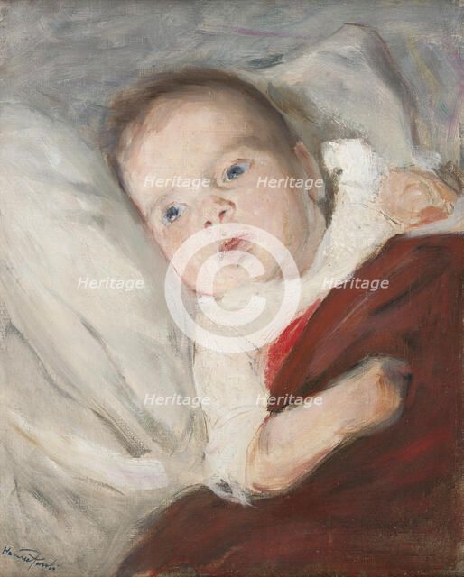 The Artist’s son Göran, 3 months, discovers the candle flame for the first time, 1891. Creator: Hanna Pauli.