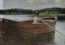 The Artist's Sister Berta in a Rowing Boat, study, 1879. Creator: Albert Edelfelt