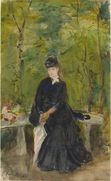 The Artist's Sister Edma Seated in a Park, 1864. Creator: Berthe Morisot