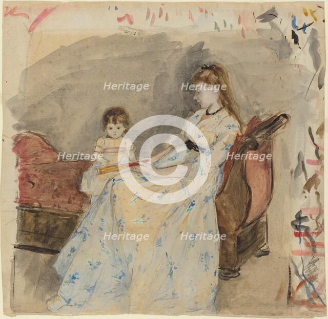 The Artist's Sister, Edma, with Her Daughter, Jeanne, 1872. Creator: Berthe Morisot.