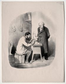 The Artists, plate 2: You must model me in this manner one day, 1848. Creator: Honoré Daumier (French, 1808-1879)