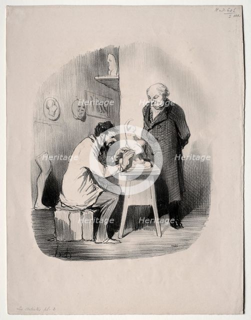 The Artists, plate 2: You must model me in this manner one day, 1848. Creator: Honoré Daumier (French, 1808-1879).