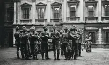 The Artists Rifles in the courtyard of Burlington House, c1884. Creator: Unknown