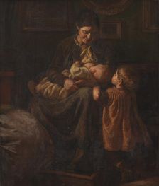 The artist's wife with two children, 1890. Creator: Joakim Skovgaard