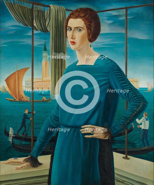 The Artist's Wife with Venice in the Background, 1921. Creator: Oppi, Ubaldo (1889-1942).
