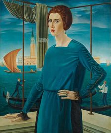 The Artist's Wife with Venice in the Background, 1921. Creator: Oppi, Ubaldo (1889-1942)