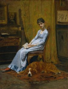 The Artist's Wife and His Setter Dog, ca. 1884-89. Creator: Thomas Eakins