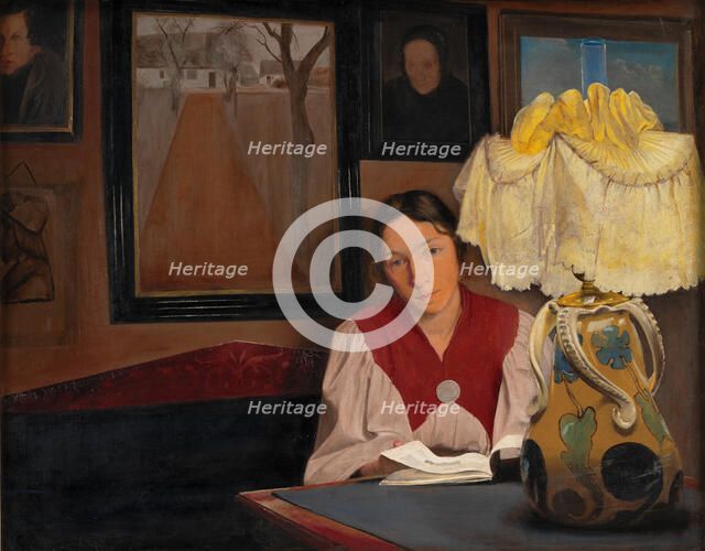 The Artist's Wife by Lamplight, 1898. Creator: Ring, Laurits Andersen (1854-1933).