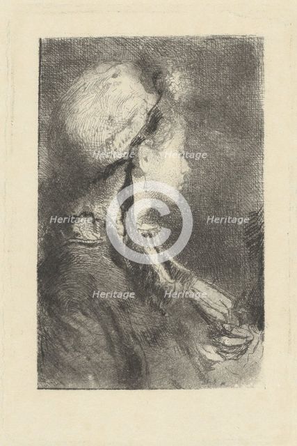 The Artist's Wife in Profile Facing Right, c. 1880. Creator: Mose, Bianchi.