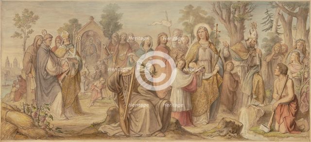 The Arts Being Introduced to Germany by Christianity, c1855. Creator: Philipp Veit.