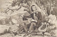 The arts: poet, lyre, painter, around 1870. Creator: Joseph Eugen Horwarter