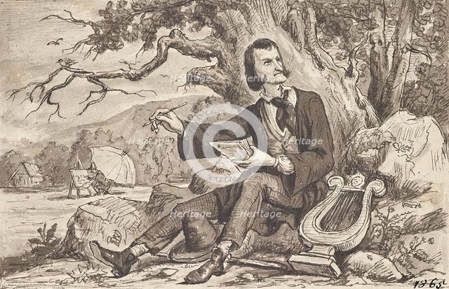 The arts: poet, lyre, painter, around 1870. Creator: Joseph Eugen Horwarter.