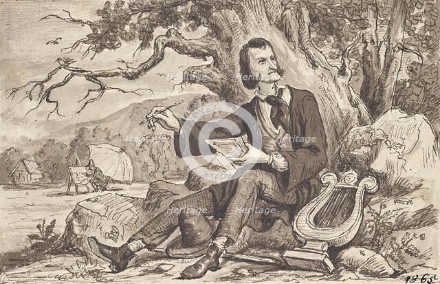 The arts: poet, lyre, painter, around 1870. Creator: Joseph Eugen Horwarter.