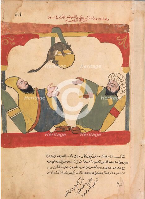 The Ascetic and his Guest with the Mouse Steal the Ascetic's Food, Folio from a Kalila..., 18th cent Creator: Unknown.