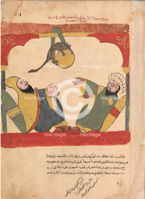 The Ascetic and his Guest with the Mouse Steal the Ascetic's Food, Folio from a Kalila..., 18th cent Creator: Unknown.