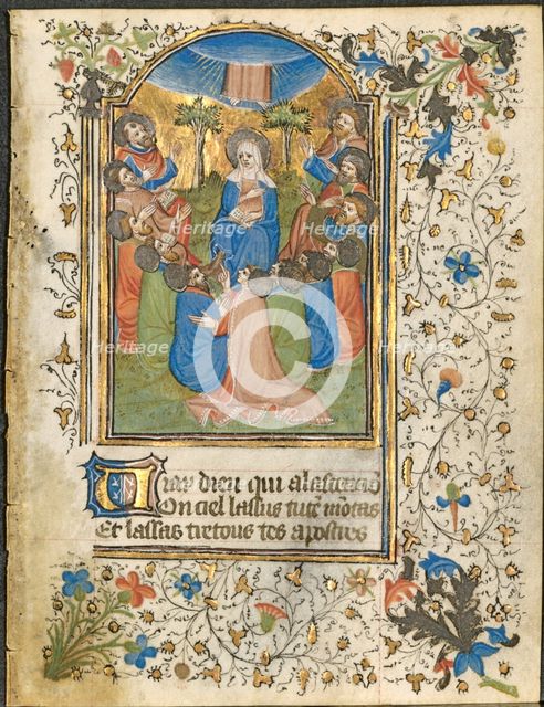 The Ascension: Leaf from a Book of Hours (4 of 6 Excised Leaves), c. 1420-30. Creator: Henri d'Orquevaulx (French); Workshop, or.