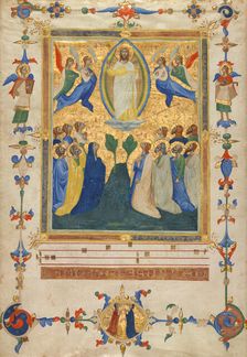 The Ascension of Christ; Leaf from the Laudario of Sant'Agnese, about 1340. Creator: Pacino di Bonaguida
