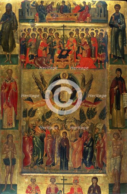 The Ascension of Christ with the Hetoimasia, 15th century. Artist: Ritzos, Andreas (1421-1492)