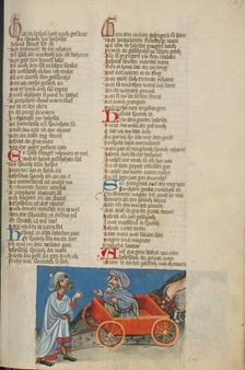 The Ascension of Elijah; Weltchronik, about 1400-1410. Creator: Unknown