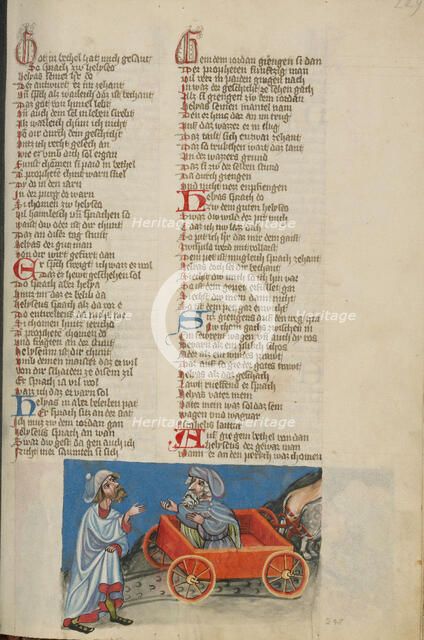 The Ascension of Elijah; Weltchronik, about 1400-1410. Creator: Unknown.