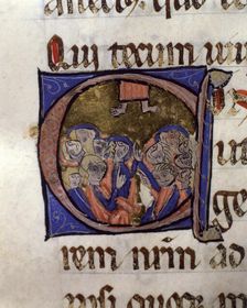 The Ascension of Jesus, illuminated capital letter from Episcopal Sacramentary of Elna Handwri…