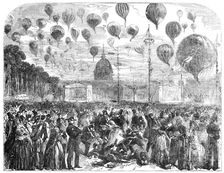 The Ascent of Balloons from the Esplanade of the Invalides, 1856. Creator: Unknown