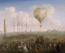 The Ascent of Lunardi's Balloon from St George's Fields c1790. Artist: Julius Caesar Ibbetson