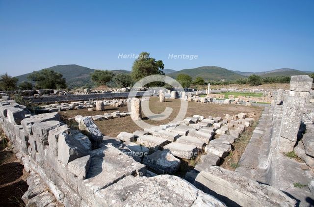 The asclepeion and the bouleuterion at Messene, Greece. Creator: Samuel Magal.