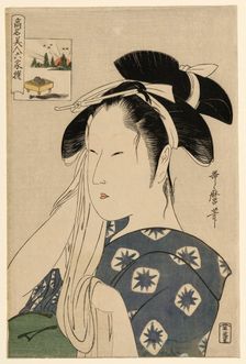 The Asahiya Widow, from the series Renowned Beauties Likened to the Six Immortal..., c. 1795/96. Creator: Kitagawa Utamaro
