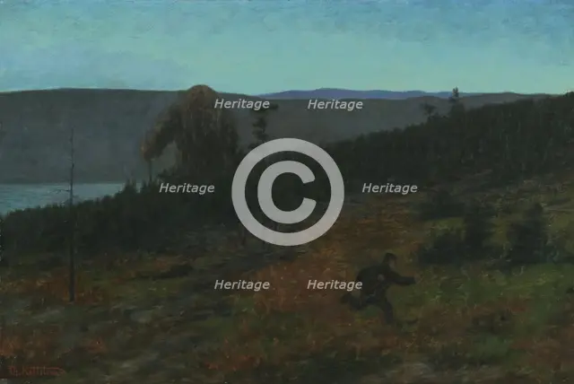 The Ash Lad and the Troll; For Soria Moria Palace, series consisting of twelve..., 1900. Creator: Theodor Kittelsen.