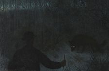 The Ash Lad and the Wolf; For Soria Moria Palace, series consisting of twelve..., 1900. Creator: Theodor Kittelsen