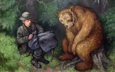 The Ash Lad and the Bear, 1900. Creator: Theodor Kittelsen